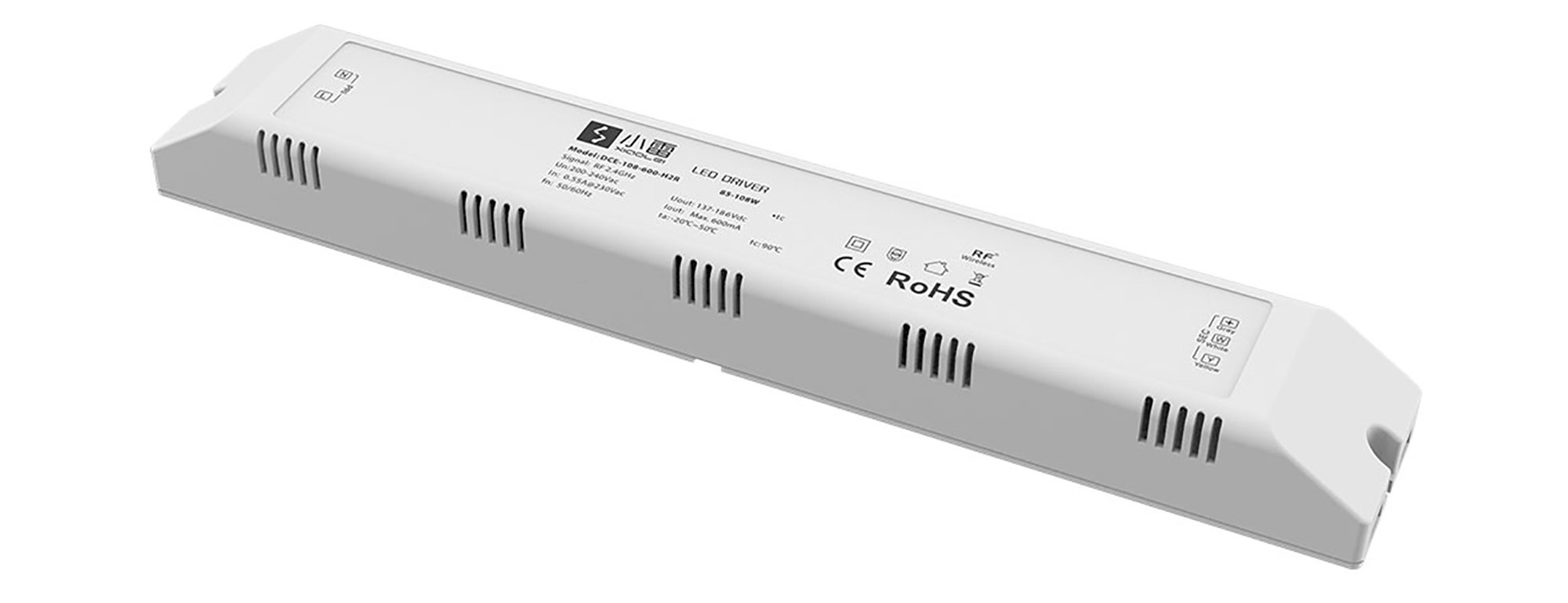 Ltech RF2.4GHz Wireless Dimmable Driver 108W 137-186Vdc/600mA.0-100% PWM dimming level, IP20. DCE-108-600-H2R  LTECH Wireless Receiver